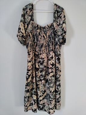 Floral Smocked Puff-Sleeve Midi Dress - Maurices